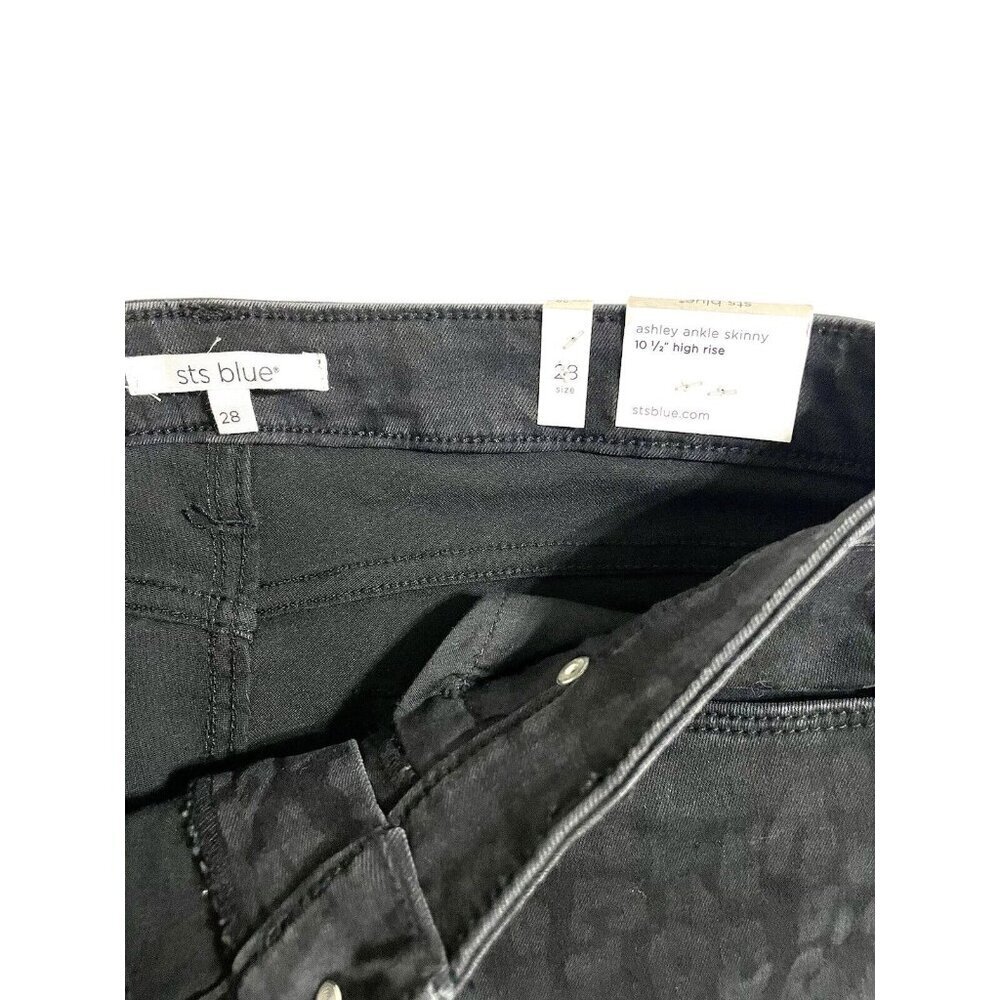 STS Blue Jeans Ashley High-Rise Ankle Skinny Jeans Black Leopard Sz 28 NWT - Picture 11 of 12